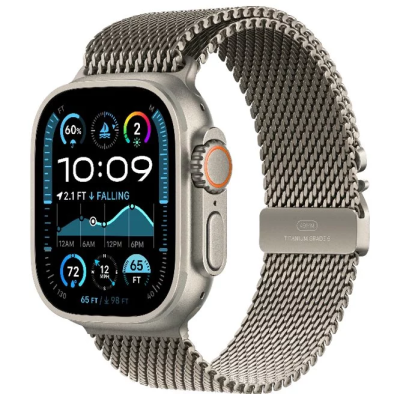 Apple Watch Ultra 2 2024 GPS + Cellular 49mm Natural Titanium Case with Natural Titanium Milanese Loop  S (MX4M3)